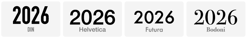 DIN Helvetica Bodoni Futura 数字フォント比較