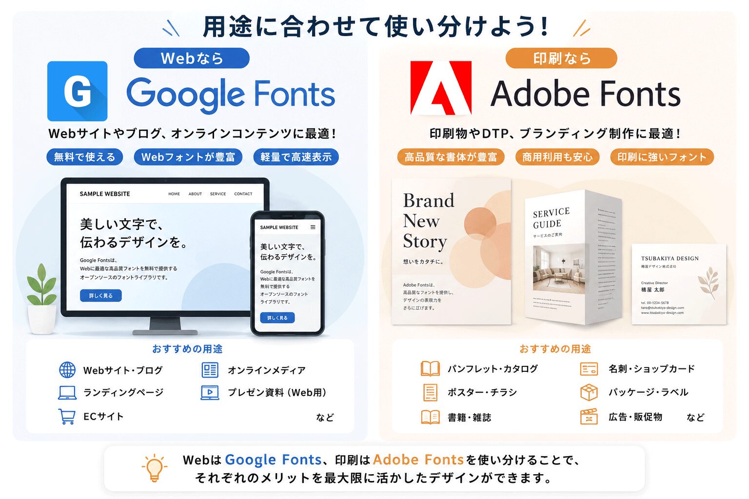 Google fonts とAdobe fonts デザイナーの使い分け