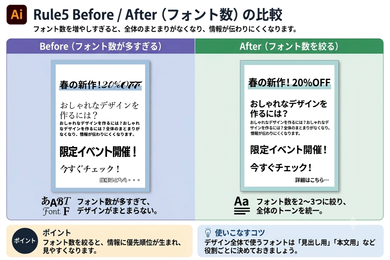 Illustratorの文字詰め・カーニング・トラッキングの違いとは？現場で使い分けるコツを解説 | フォント数の比較