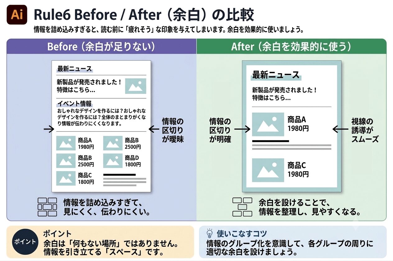 Illustratorの文字詰め・カーニング・トラッキングの違いとは？現場で使い分けるコツを解説 | 余白の比較