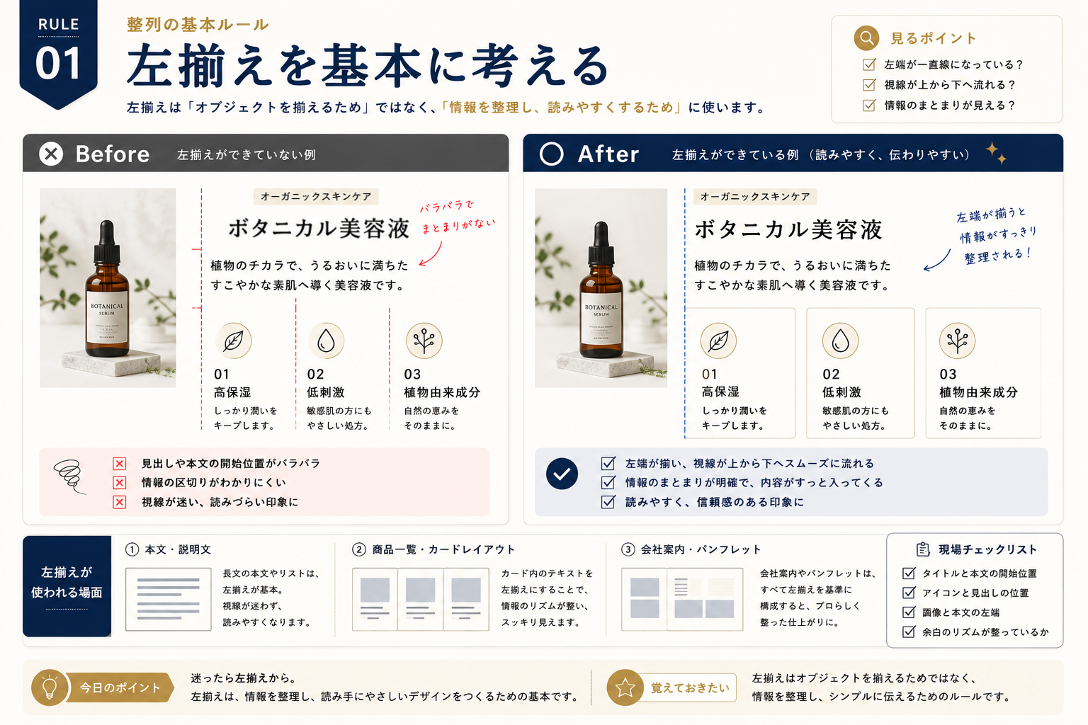 Illustrator 整列の基本ルール「左揃えを基本に考える」